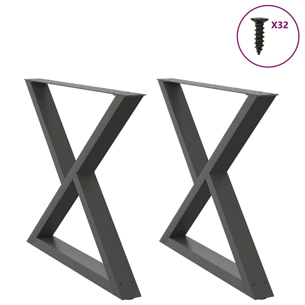 Pieds de table à manger 2 pièces anthracite 90 x (72-73,3) cm acier