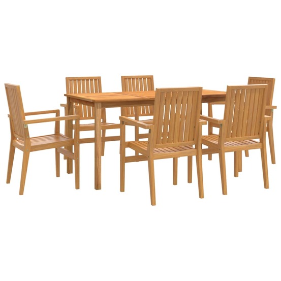 Ensemble à manger de jardin 7 pcs bois de teck solide