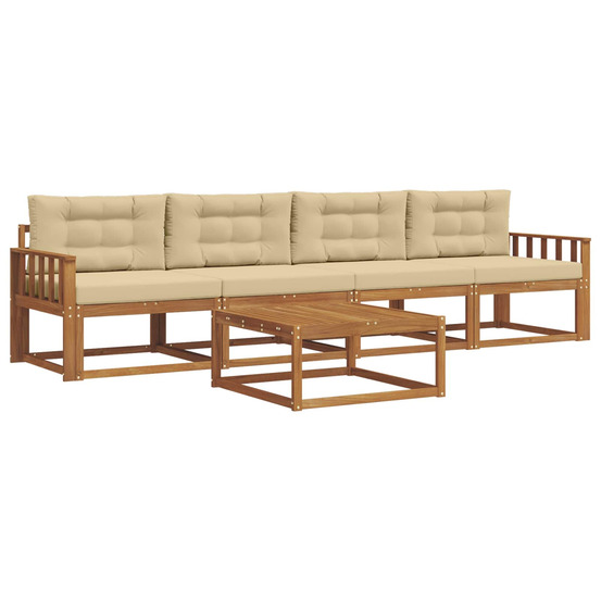 Ensemble de canapés d'extérieur 5 pcs naturel et beige