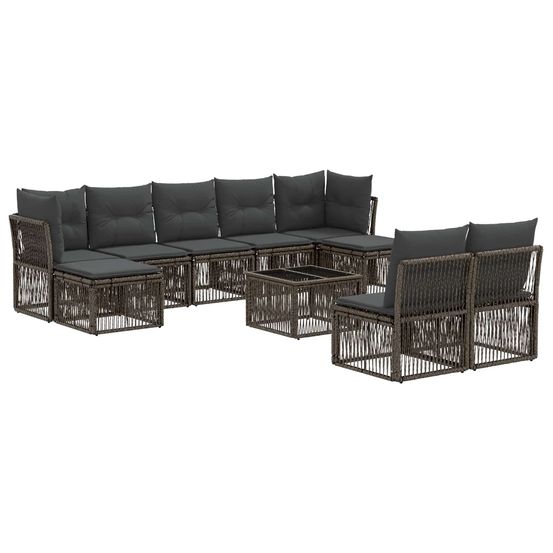 Ensemble de canapé de jardin 10 pc gris polyrotin