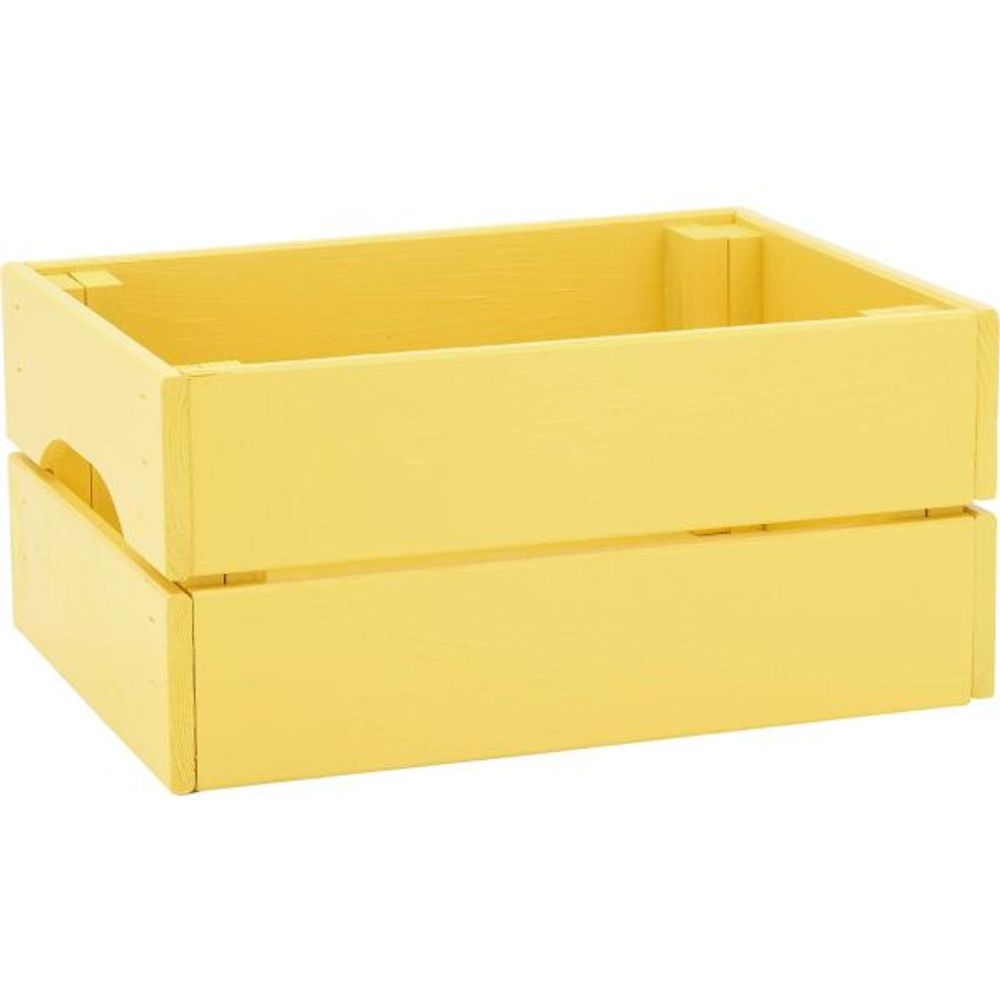 Caisse de rangement en pin petit modèle 31 x 23 x 15 cm jaune