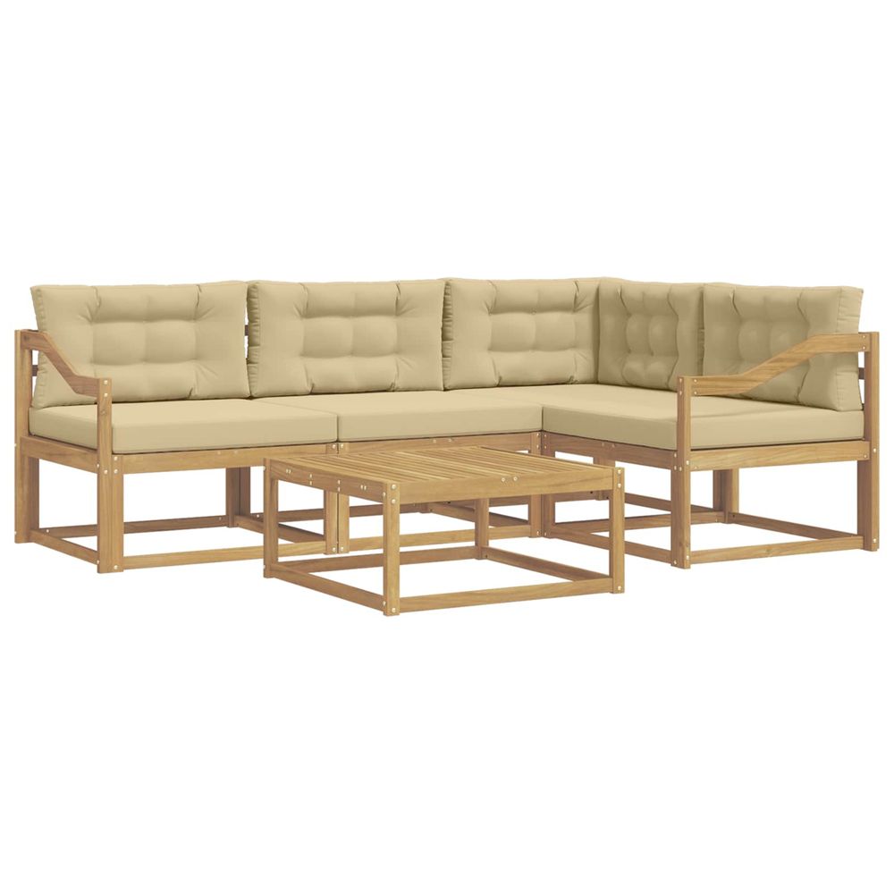 Ensemble de canapés d'extérieur 5 pc blanc et beige polyester