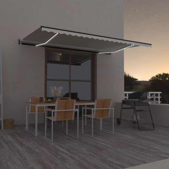 Auvent automatique avec capteur de vent et led 500x350 cm crème