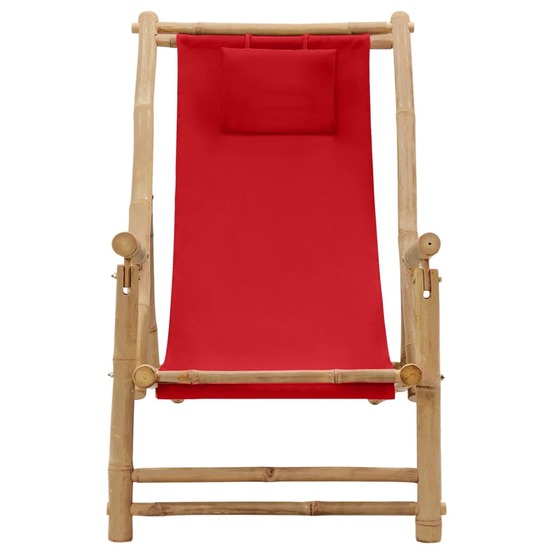 Chaise de terrasse bambou et toile rouge