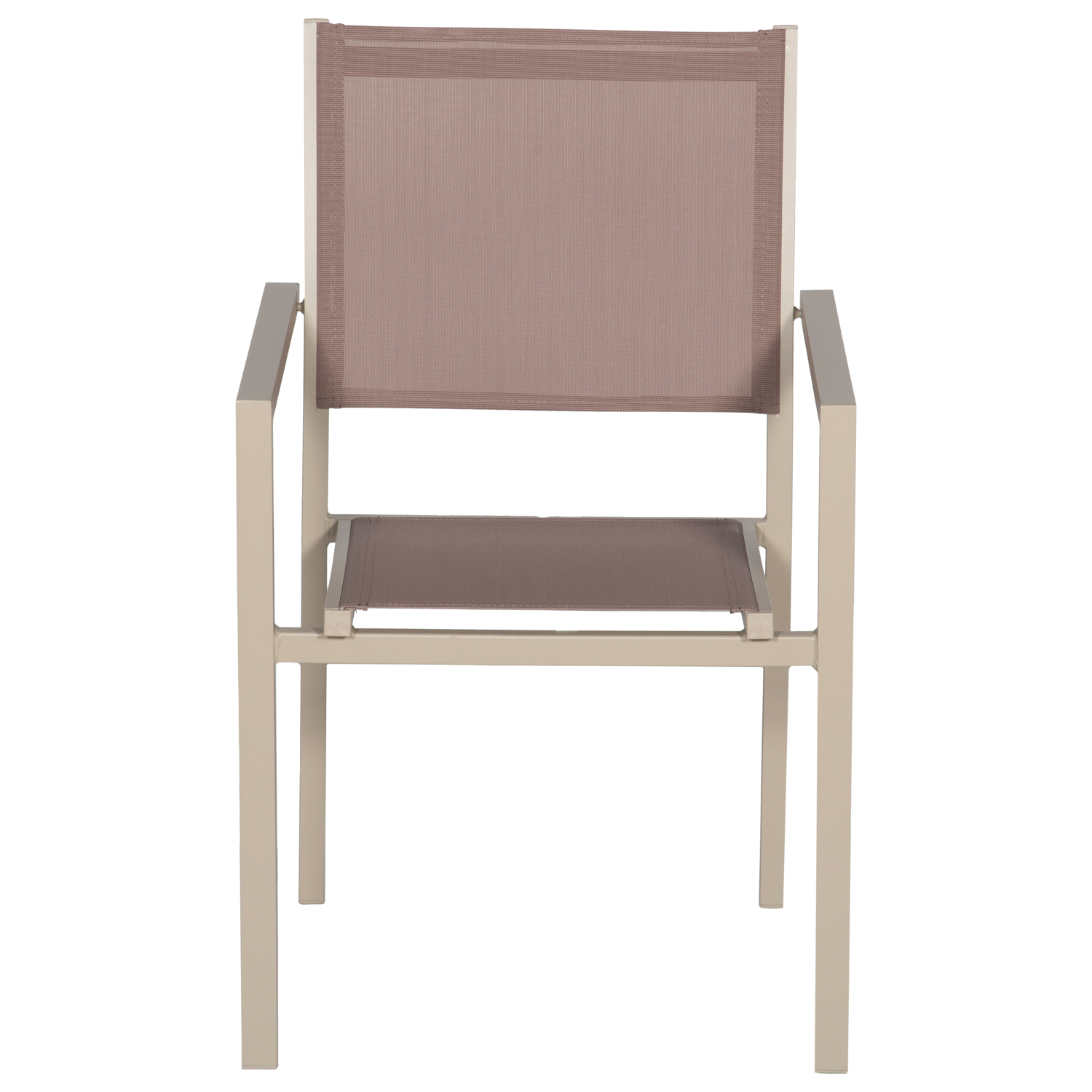 Lot de 10 chaises en aluminium taupe - textilène taupe