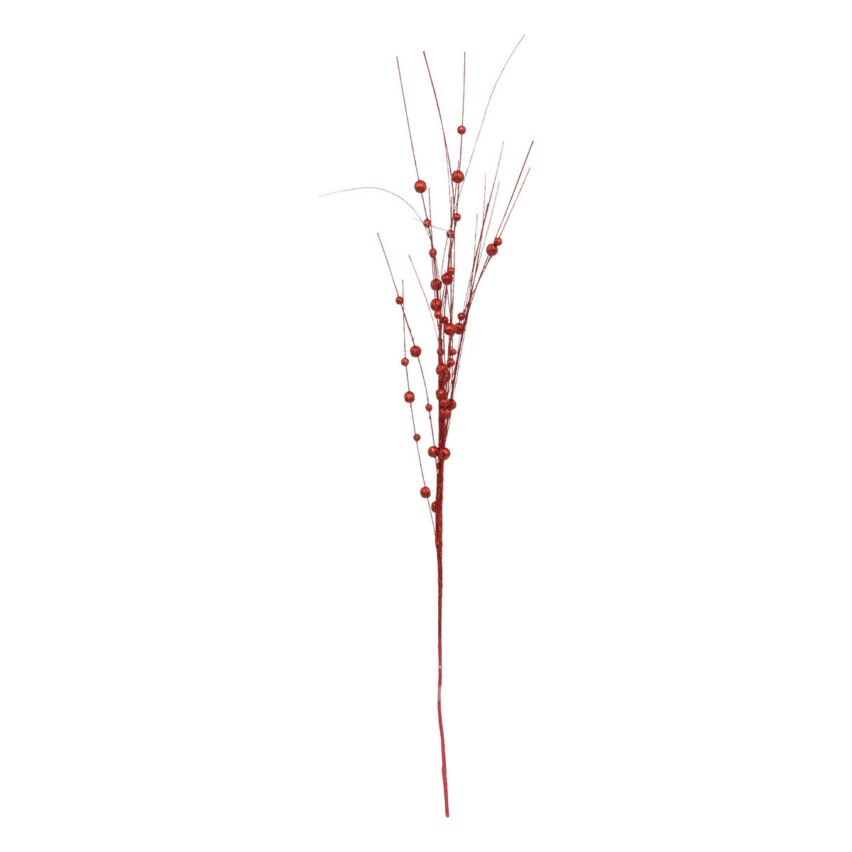 Branche décorative spéciale fêtes rouge pailleté  h 95  cm