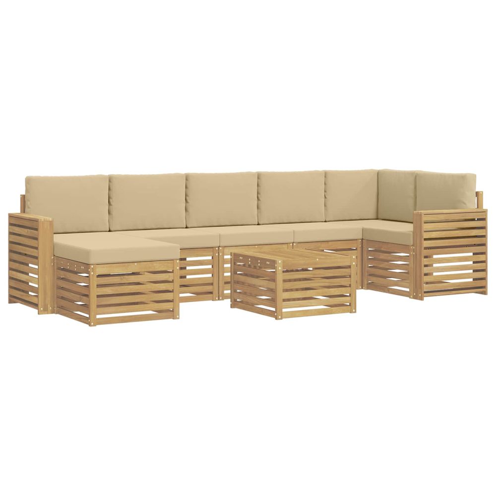 Ensemble de canapés d'extérieur 8 pc blanc et beige polyester