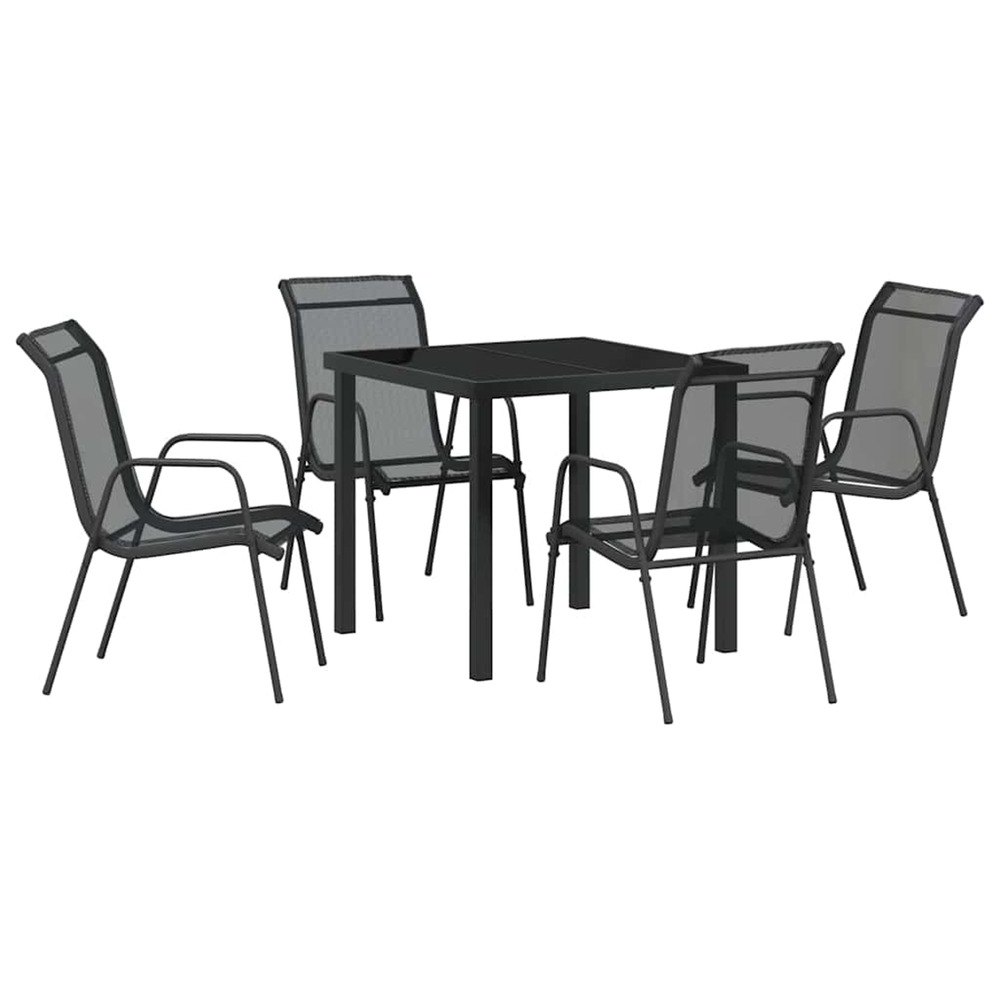 Ensemble de salle à manger pour jardin 5 pcs noir