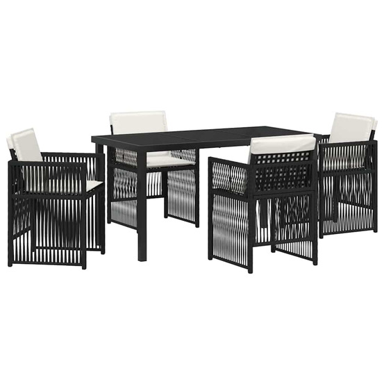 Ensemble de salle à manger pour jardin 5 pcs noir poly rotin