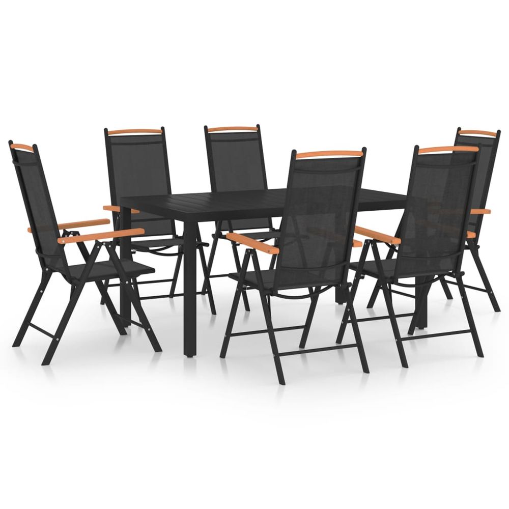 Ensemble à manger de jardin 7 pcs aluminium noir
