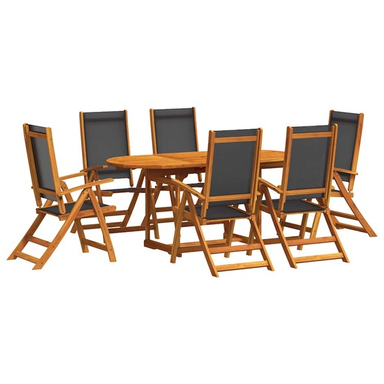 Ensemble à manger de jardin 7pcs bois d'acacia solide textilène
