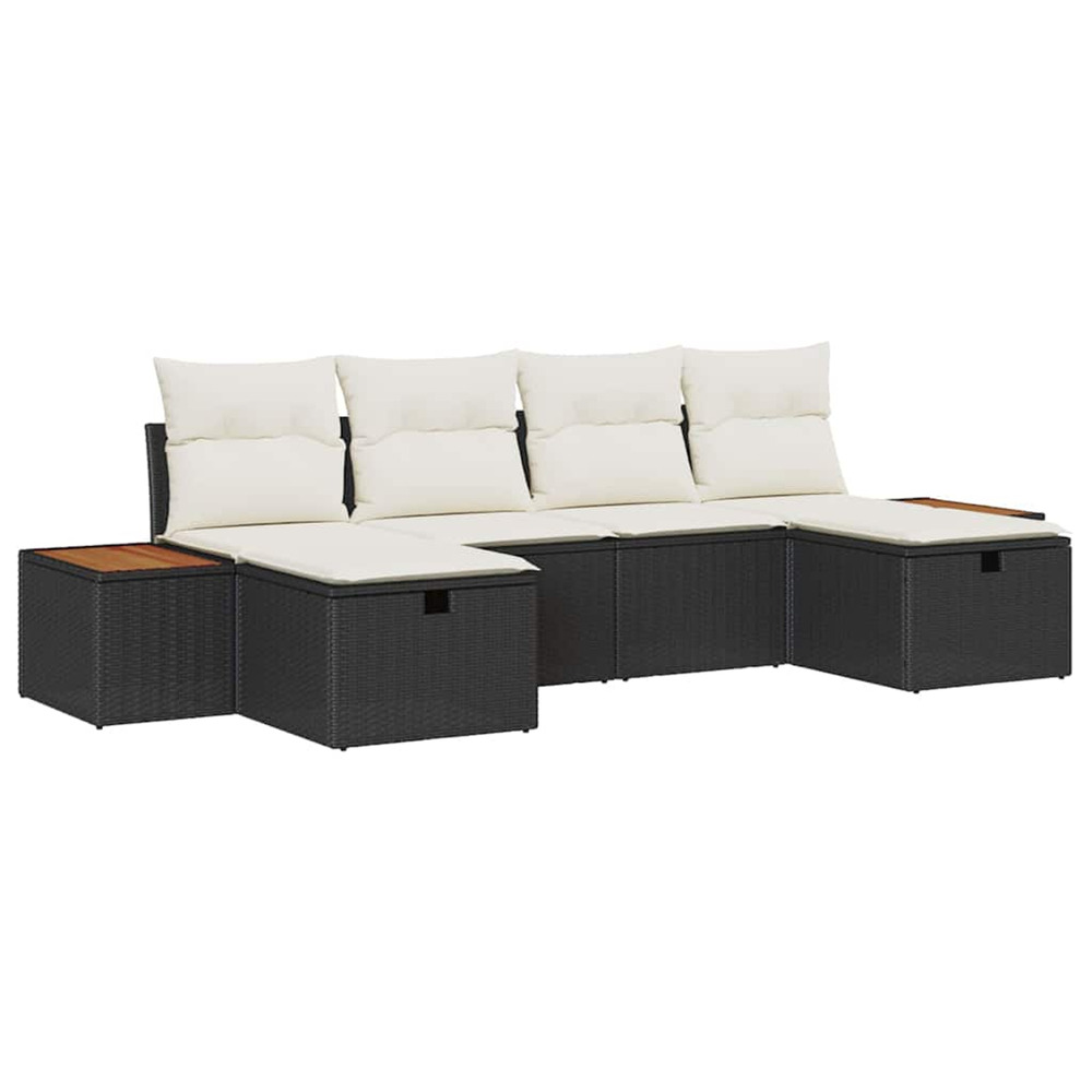 Ensemble de canapé de jardin 6 pcs noir 55 x 62 x 69 cm