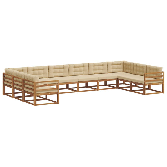 Ensemble de canapés d'extérieur 10 pcs naturel et beige