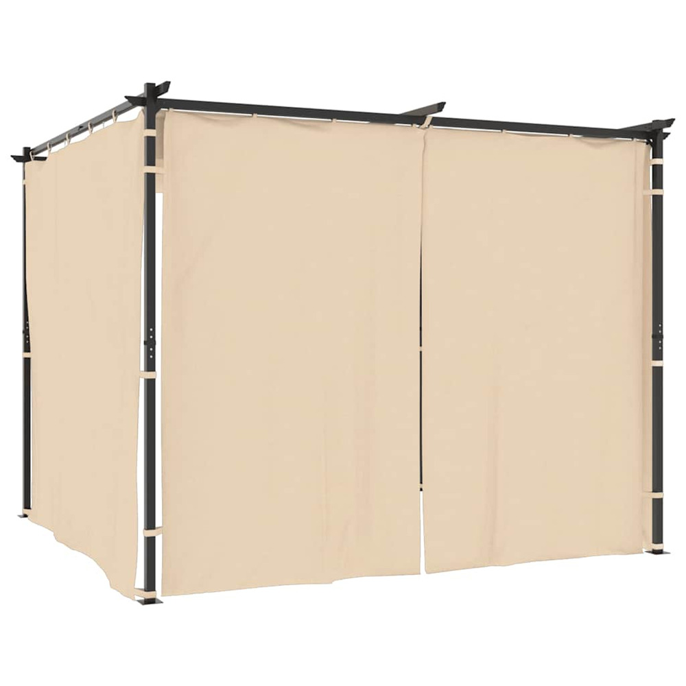 Tonnelle avec rideaux 3x3 m crème acier