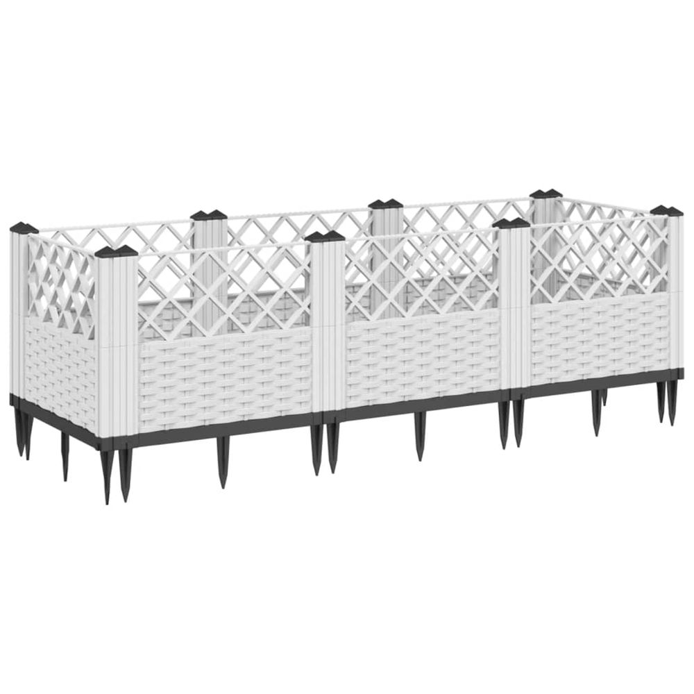 Jardinière d'extérieur avec piquets blanc 123,5x43,5x43,5 cm pp