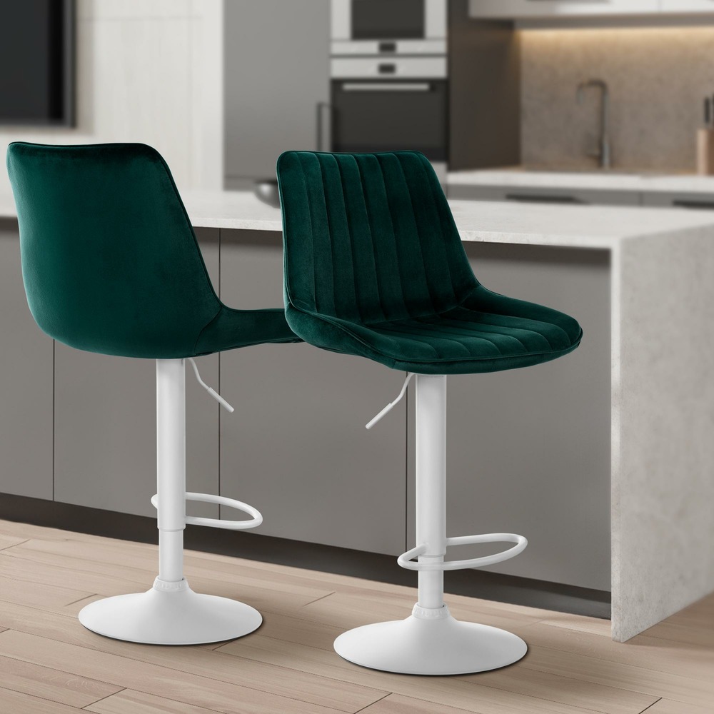 Tabouret de bar toni velours blanc