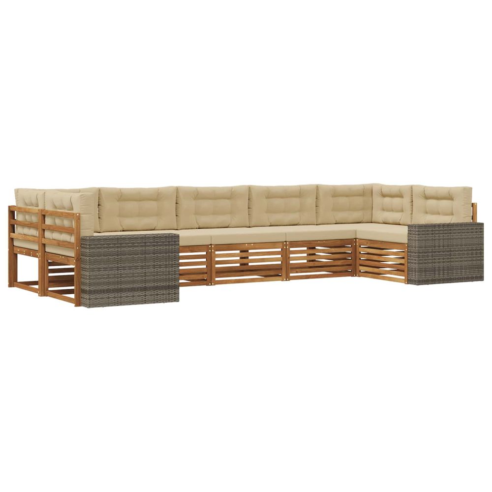 Ensemble de canapés d'extérieur 7 pc naturel et beige