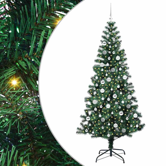 Sapin de noël artificiel pré-éclairé vert 210 cm pvc et métal