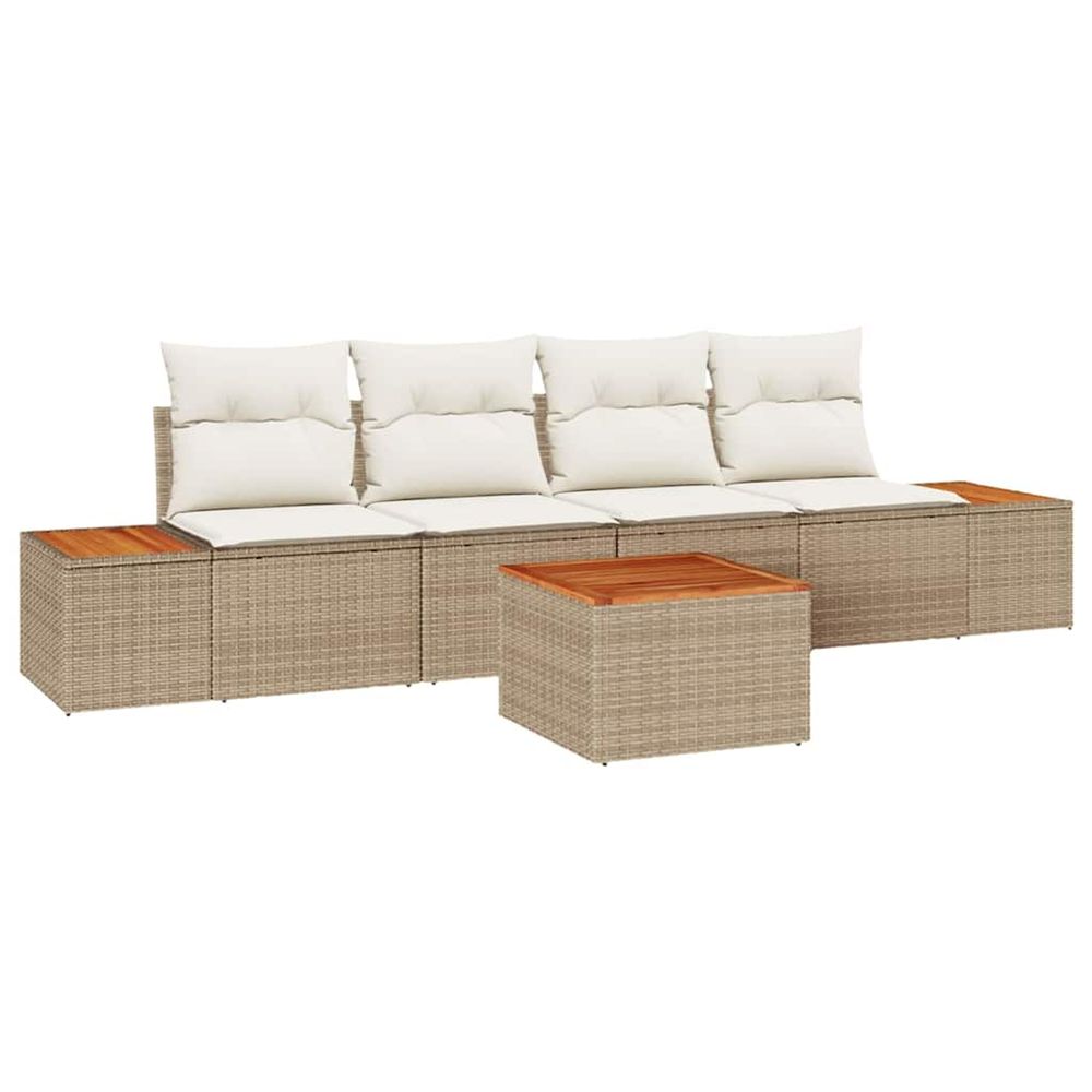 Ensemble de canapé de jardin 5 pc beige poly rotin