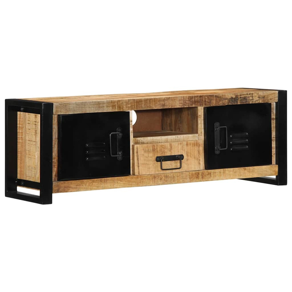 Meuble tv 100x30x35 cm bois massif de manguier brut