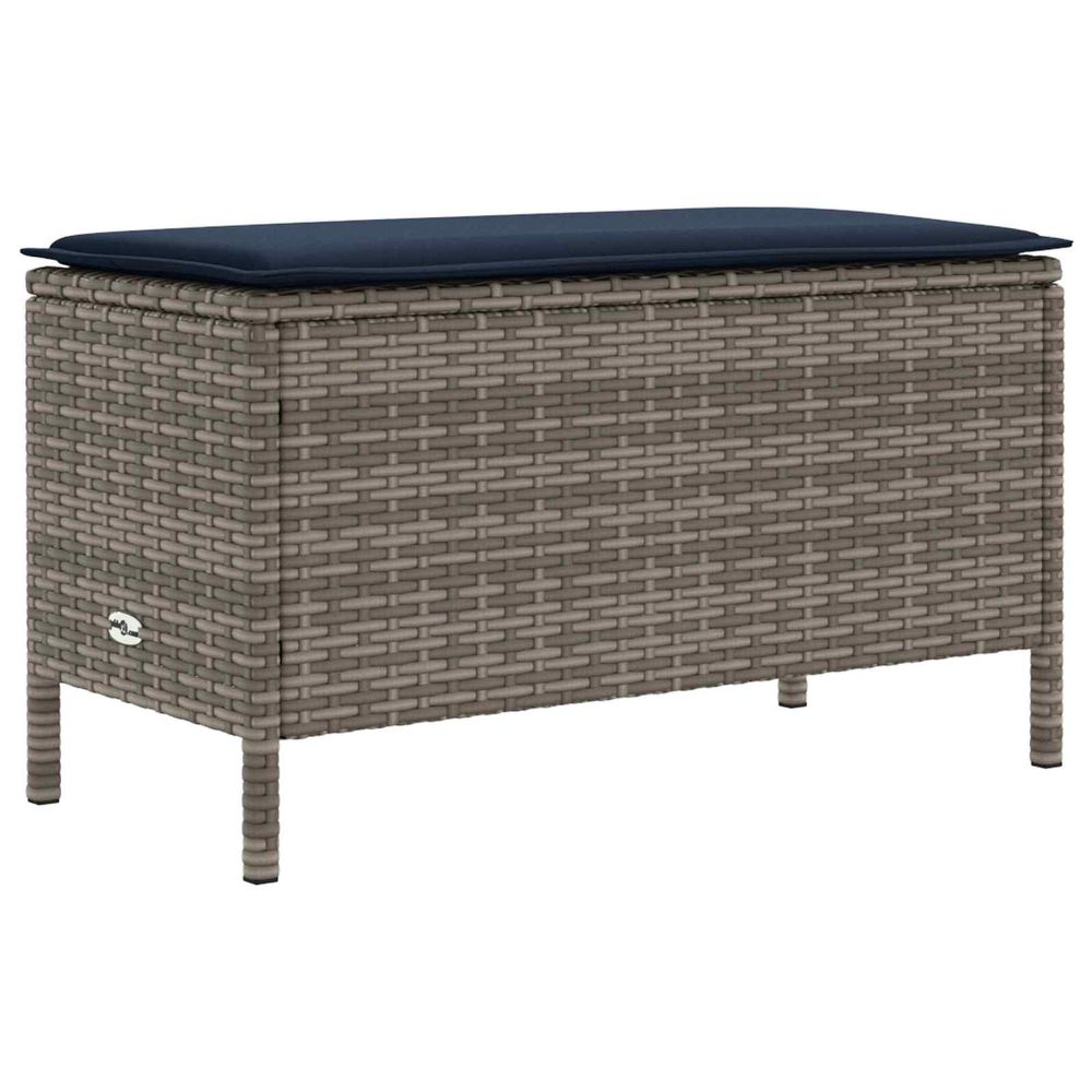 Pouf de jardin gris et bleu marine 80 x 38 x 42 cm rotin pe