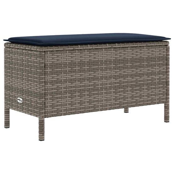 Pouf de jardin gris et bleu marine 80 x 38 x 42 cm rotin pe