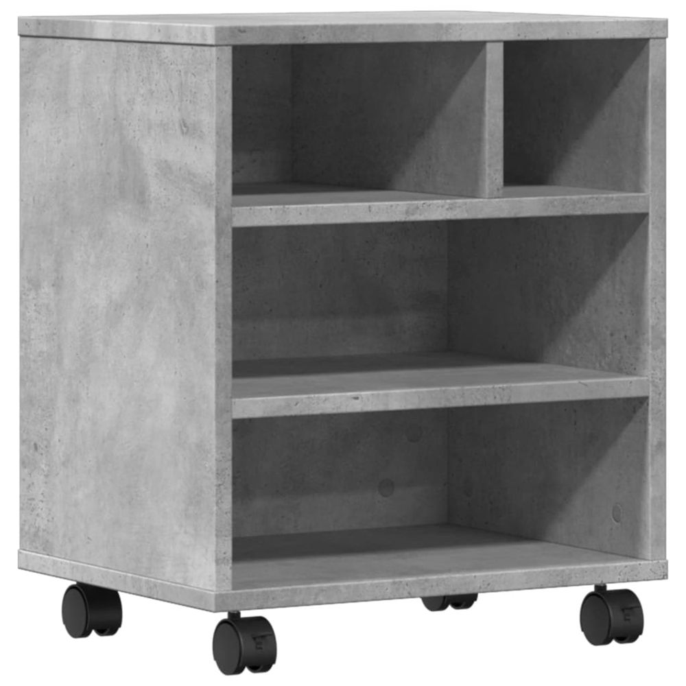 Support d'imprimante avec roulettes gris béton 41x32x48 cm