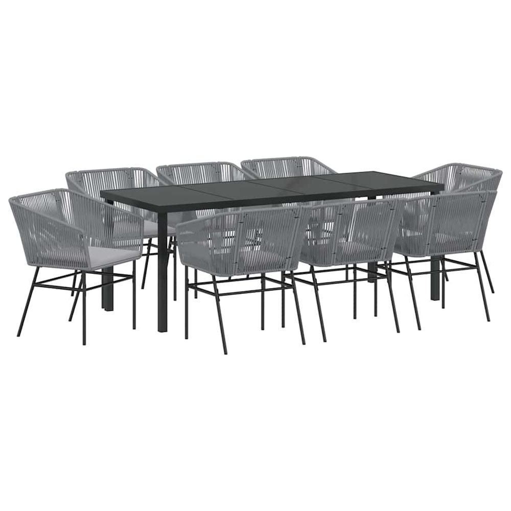 Ensemble de salle à manger pour jardin 9 pc gris