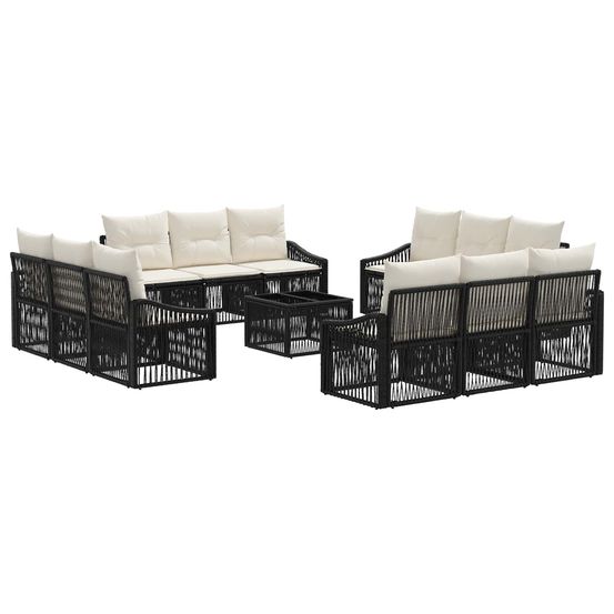 Ensemble de canapé de jardin 13 pc noir polyrotin