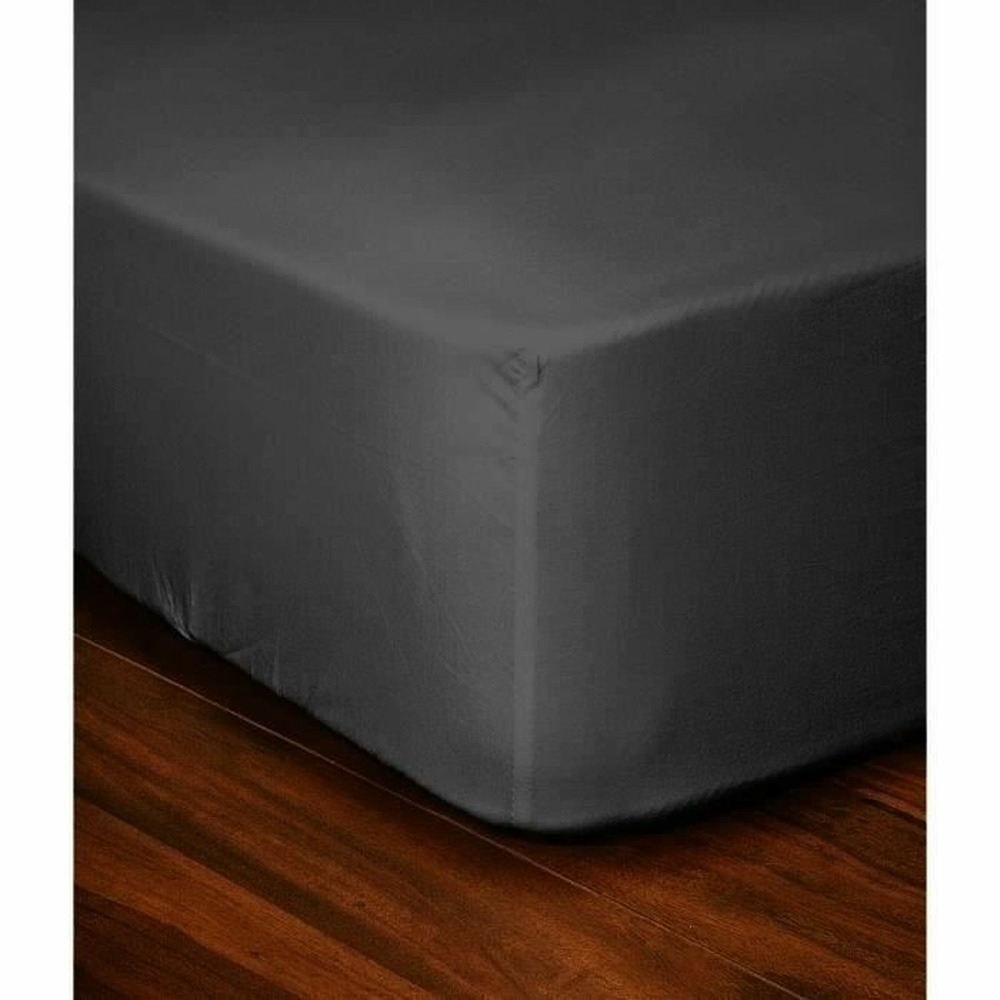Drap housse 100% coton 90 x 190 x 30 cm gris foncé