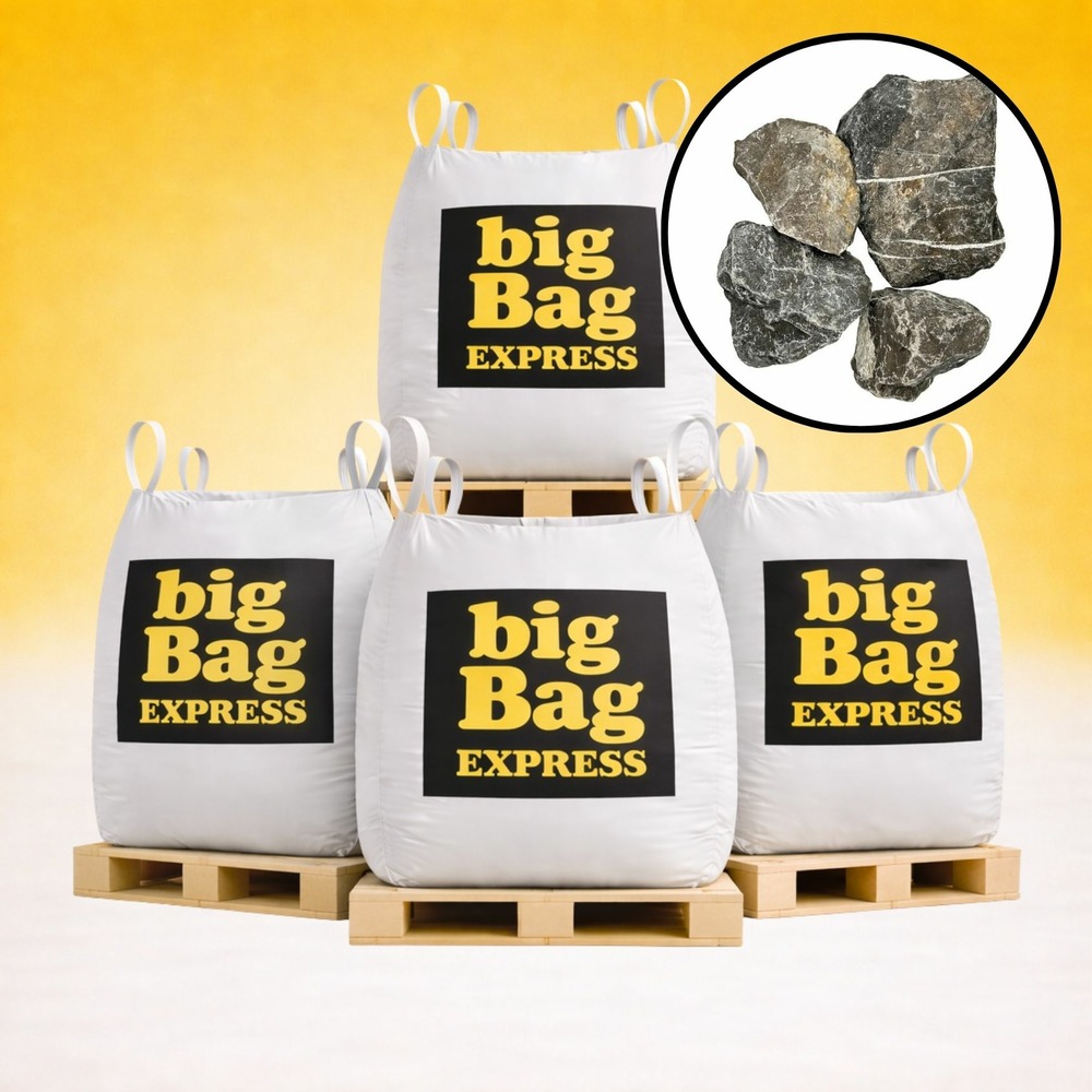 Pack 4 x big bag de +/- 1,5t ballast ou pierre à gabion gris ø 80/150 mm - livraison premium
