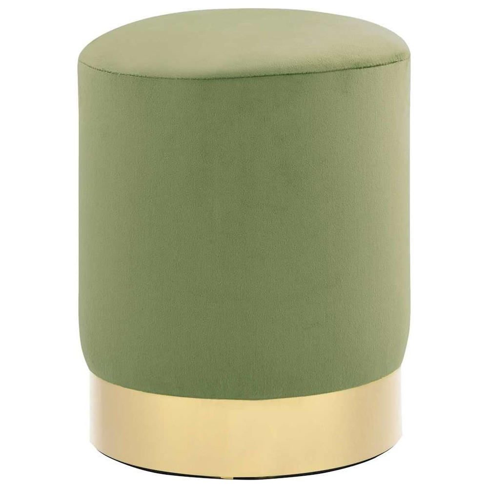 Tabouret vert moutarde et doré velours 28 x 36 cm