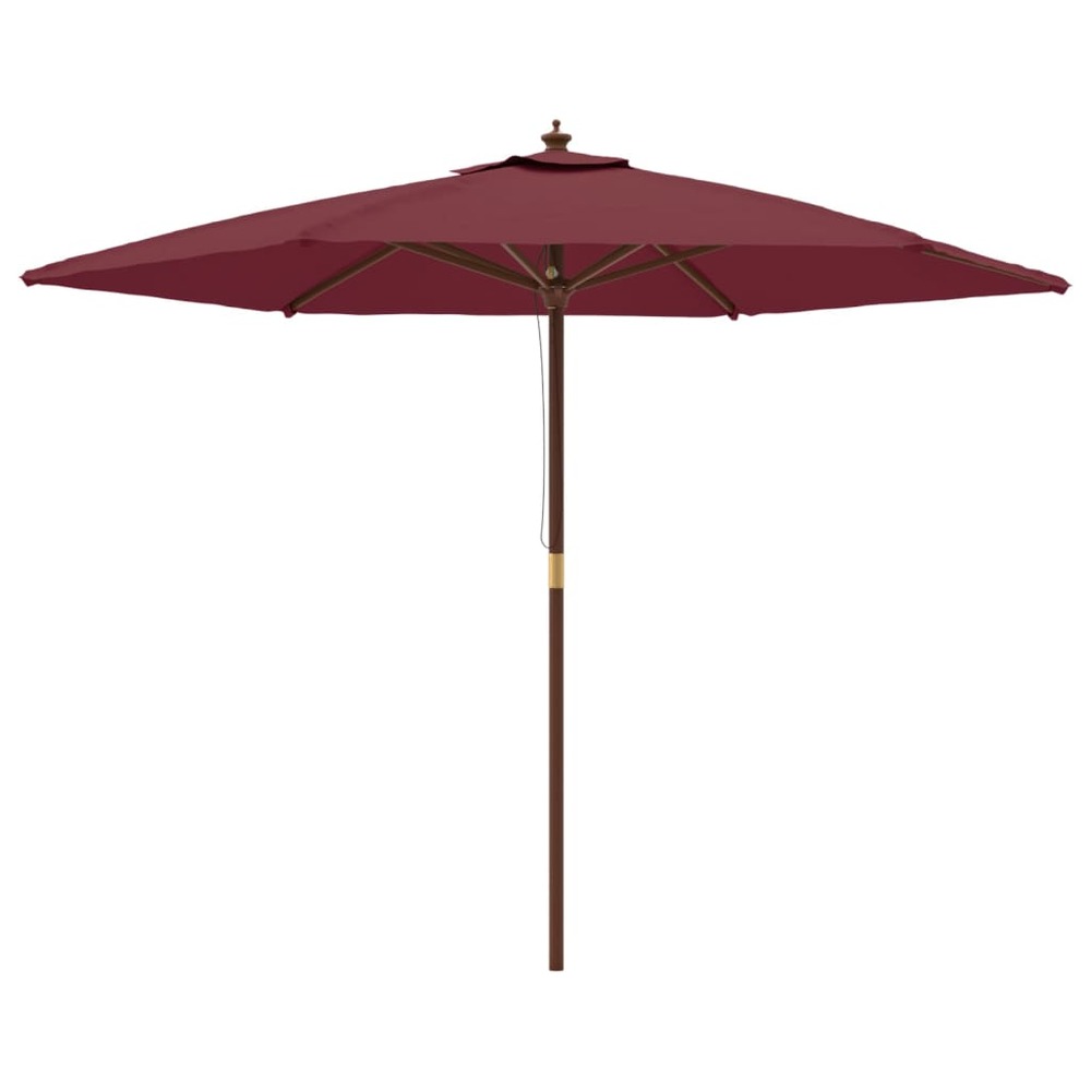 Parasol de jardin avec mât en bois rouge bordeaux 299x240 cm