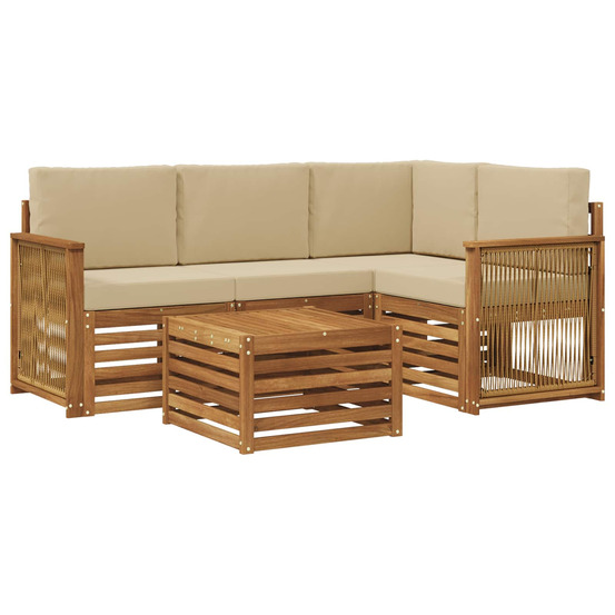 Ensemble de canapés d'extérieur 5 pcs naturel et beige
