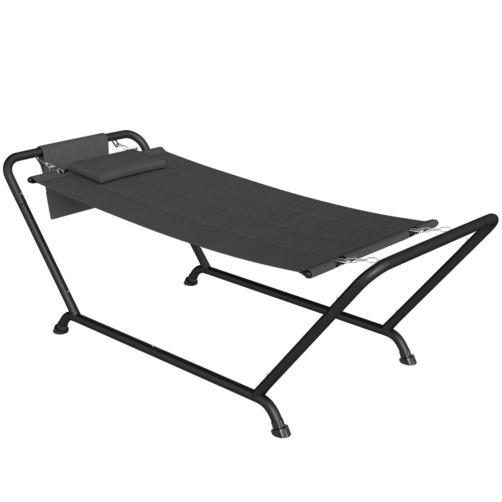 Hamac complet avec cadre métallique 237x90cm, poche latérale, charge max 150kg