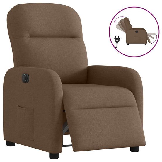 Fauteuil inclinable électrique marron tissu