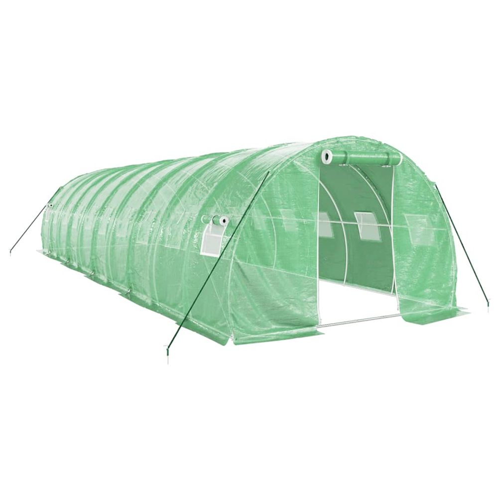 Serre avec cadre en acier vert 30 m² 10x3x2 m