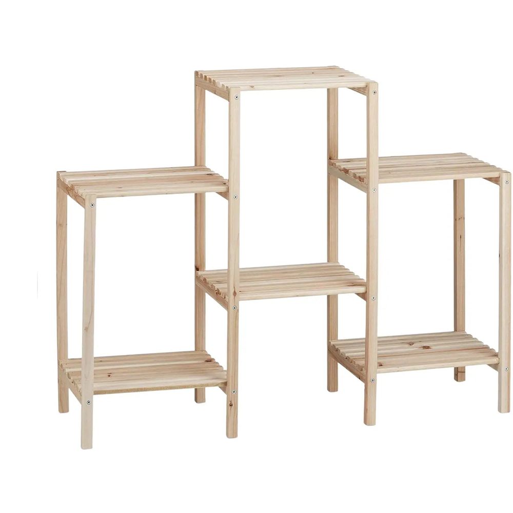 Étagère pour plantes en bois support pot de fleurs en escalier décoration nature