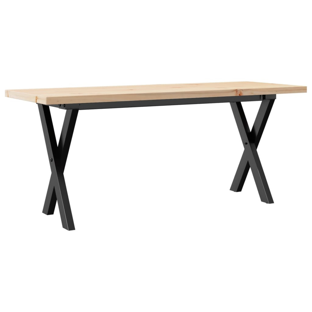 Table basse cadre en x 110x40x45,5 cm bois de pin massif acier