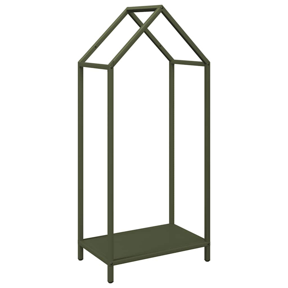Portant de bois chauffage vert olive 40x25x90 cm
