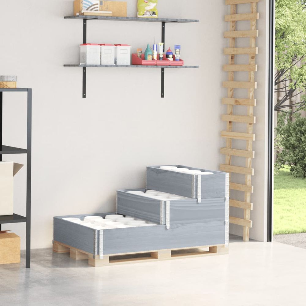 Jardinière à 3 niveaux en bois gris pour jardin, carré potager surélevé et pliable 120x80cm