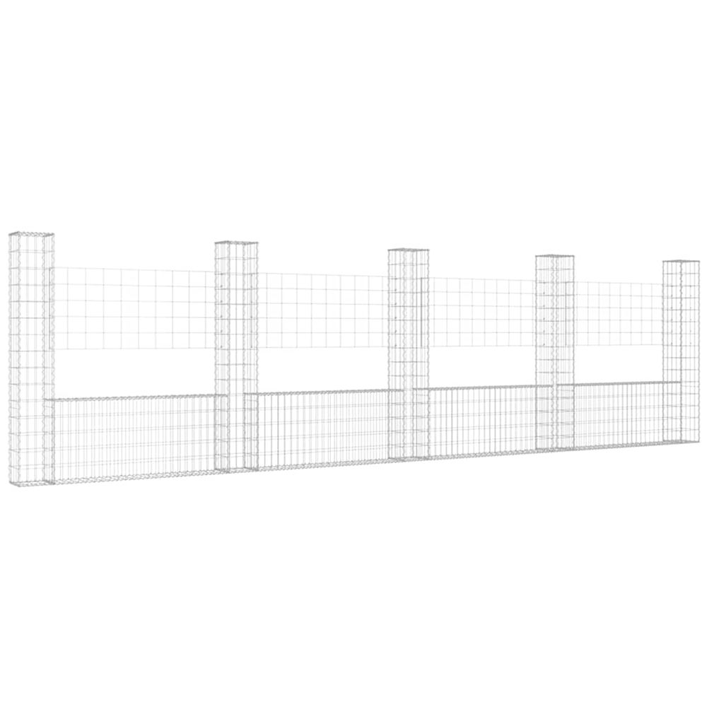 Panier de gabion en forme de u avec 5 poteaux fer 500x20x150 cm
