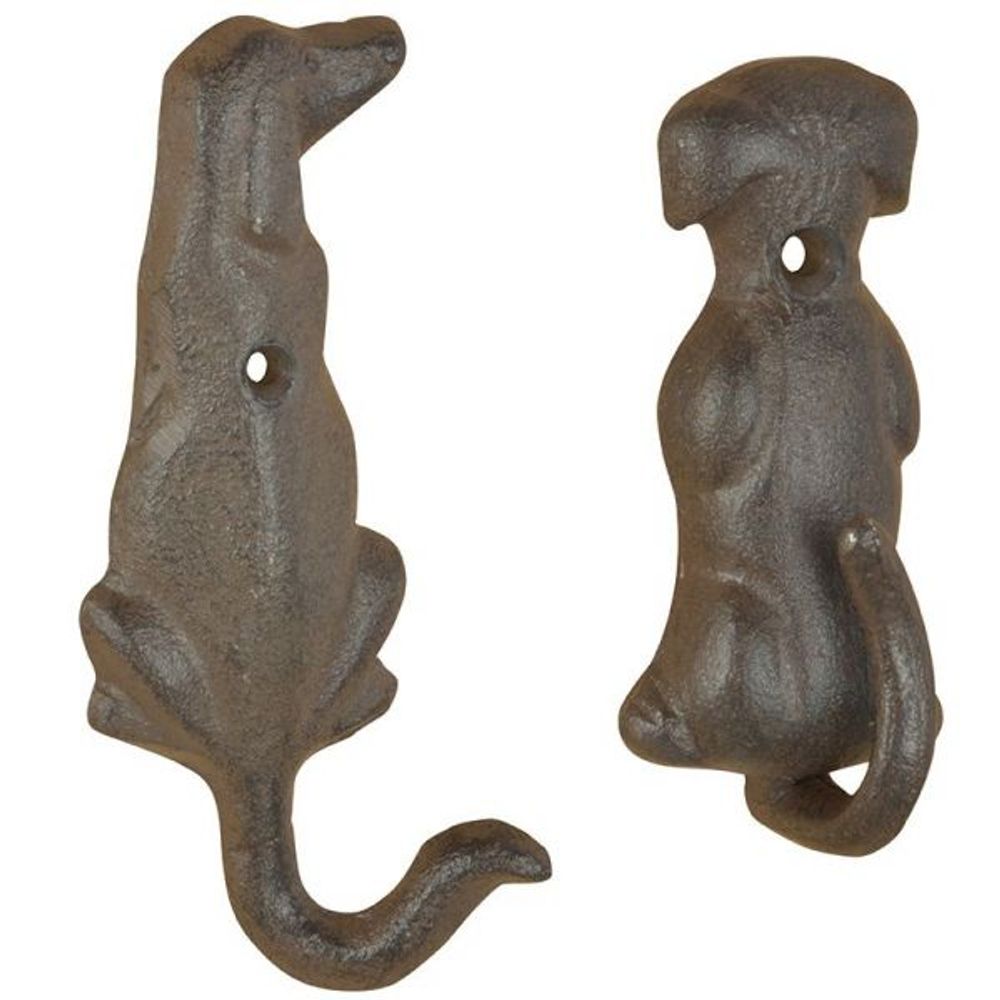Patère queue d'animal en fonte (lot de 2) chien
