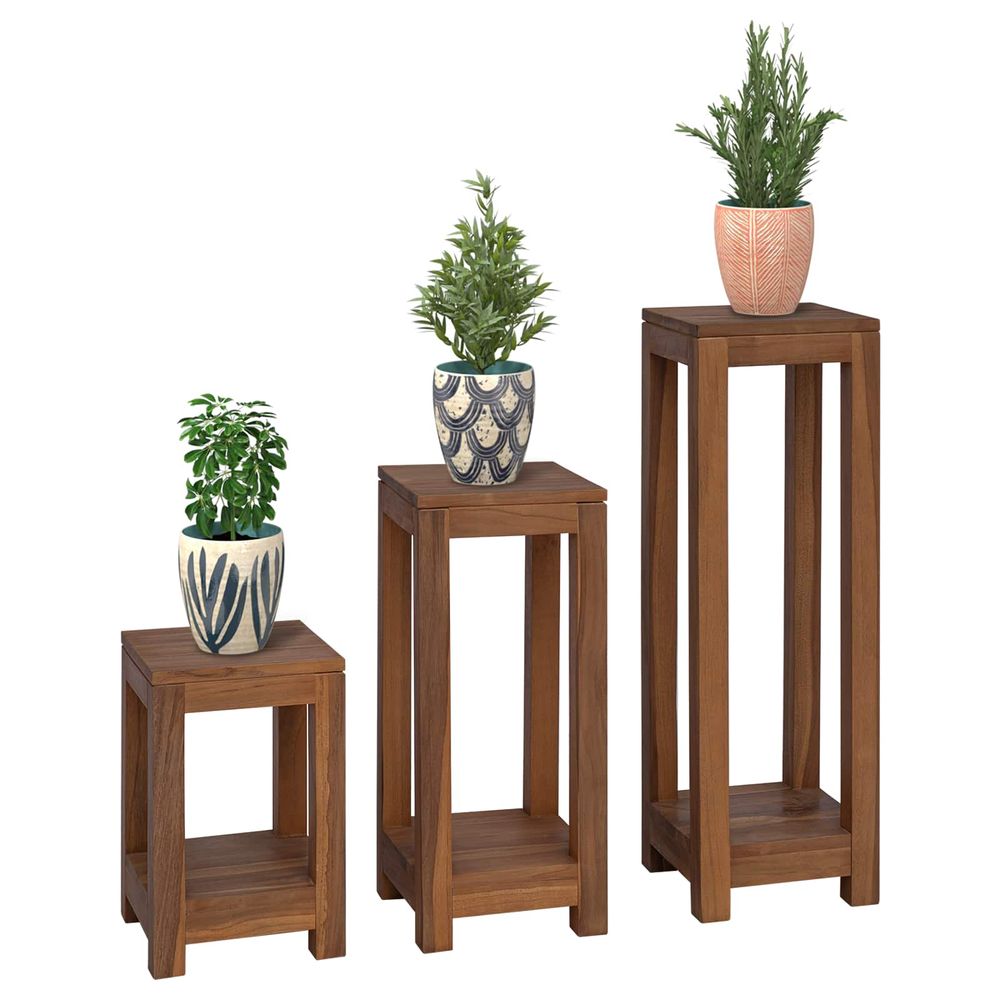 Support de plante 3 pièces naturel 25 x 25 x 80 cm