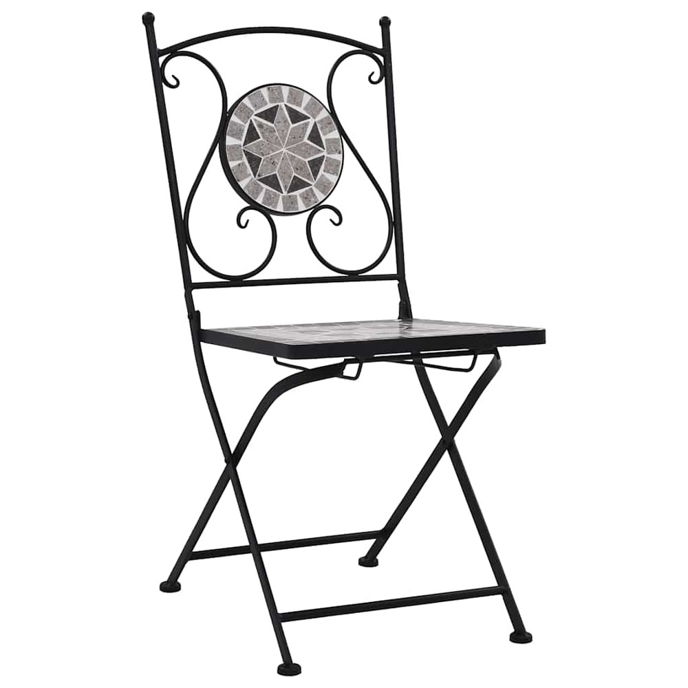 Chaises de bistrot mosaïque 2 pcs gris
