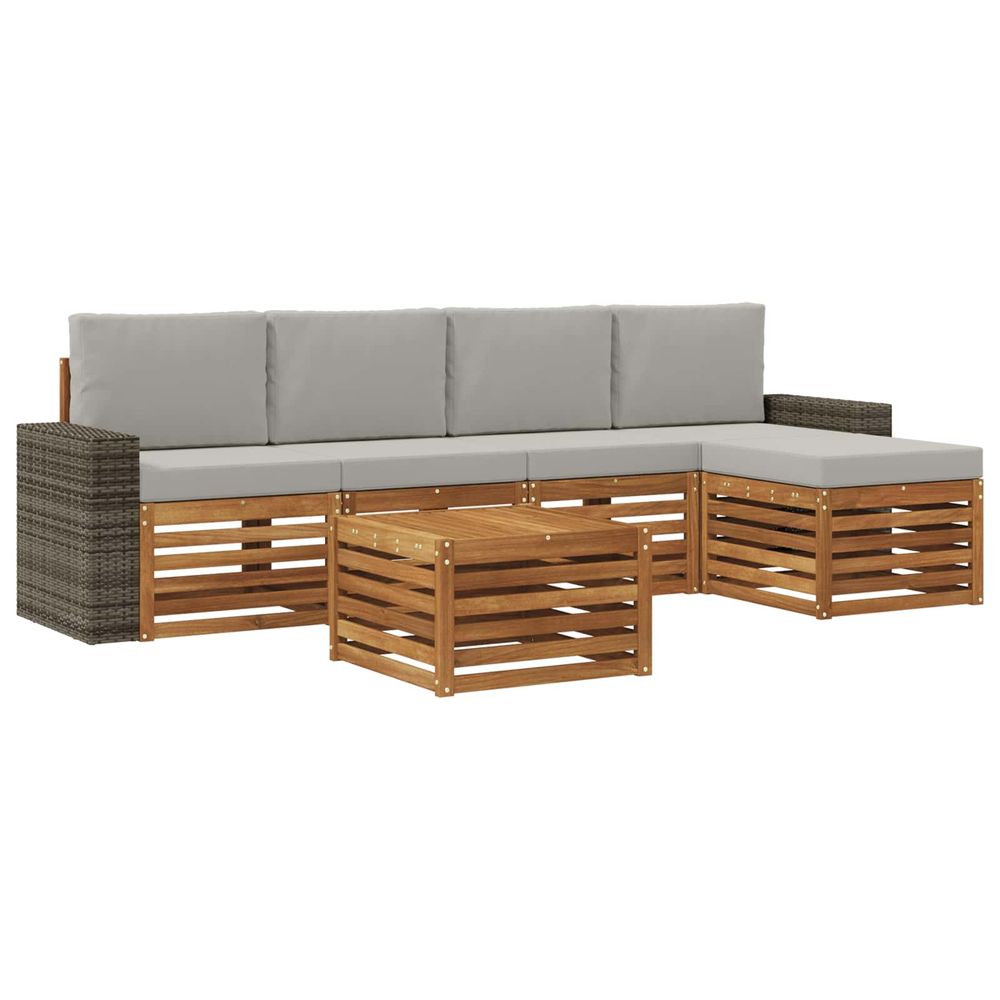 Ensemble de canapés d'extérieur 6 pc naturel et gris clair