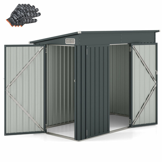 Abri de jardin en métal galvanisé 235 x 117 x 185 cm coupe-vent et imperméable design moderne en gris foncé