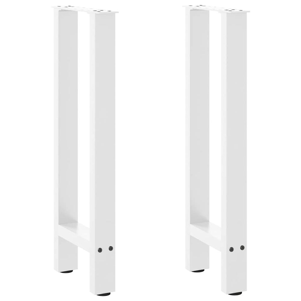 Pieds de table console blanc 2 pièces 38 x (72-73) cm acier