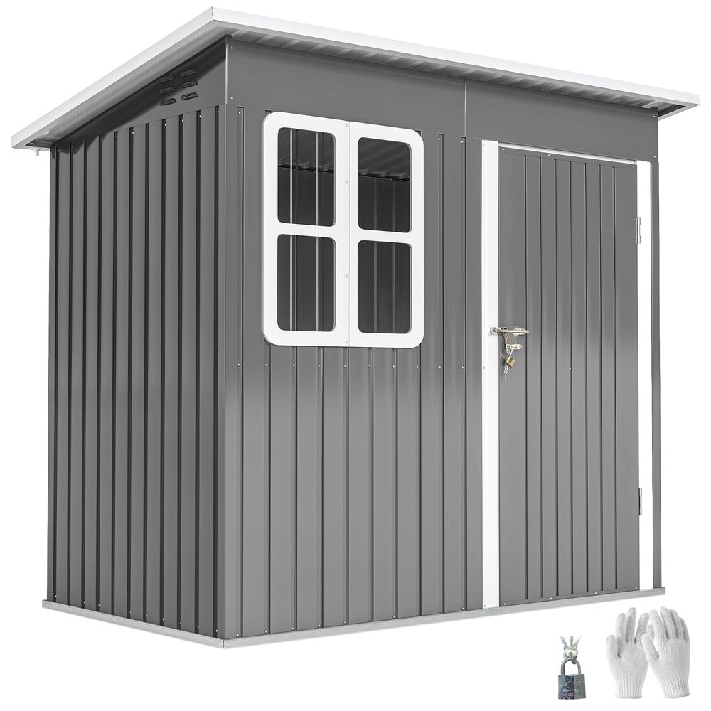 Abri de jardin acier galvanisé 221 x 133 cm gris avec fenêtre porte verrouillable - comfortxl outdoor living