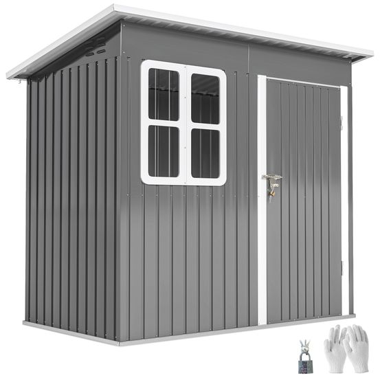 Abri de jardin acier galvanisé 221 x 133 cm gris avec fenêtre porte verrouillable - comfortxl outdoor living